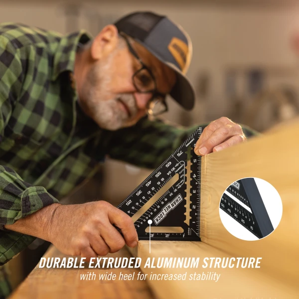 8100-007RS 7-inch Laser-Etched Aluminum Extruded Rafter Square