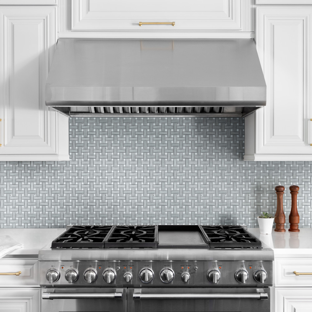 Llama Dog Bone Basketweave Silver Smoke/Calacatta Dot 10 in. x 10 in. Porcelain Mosaic Tile