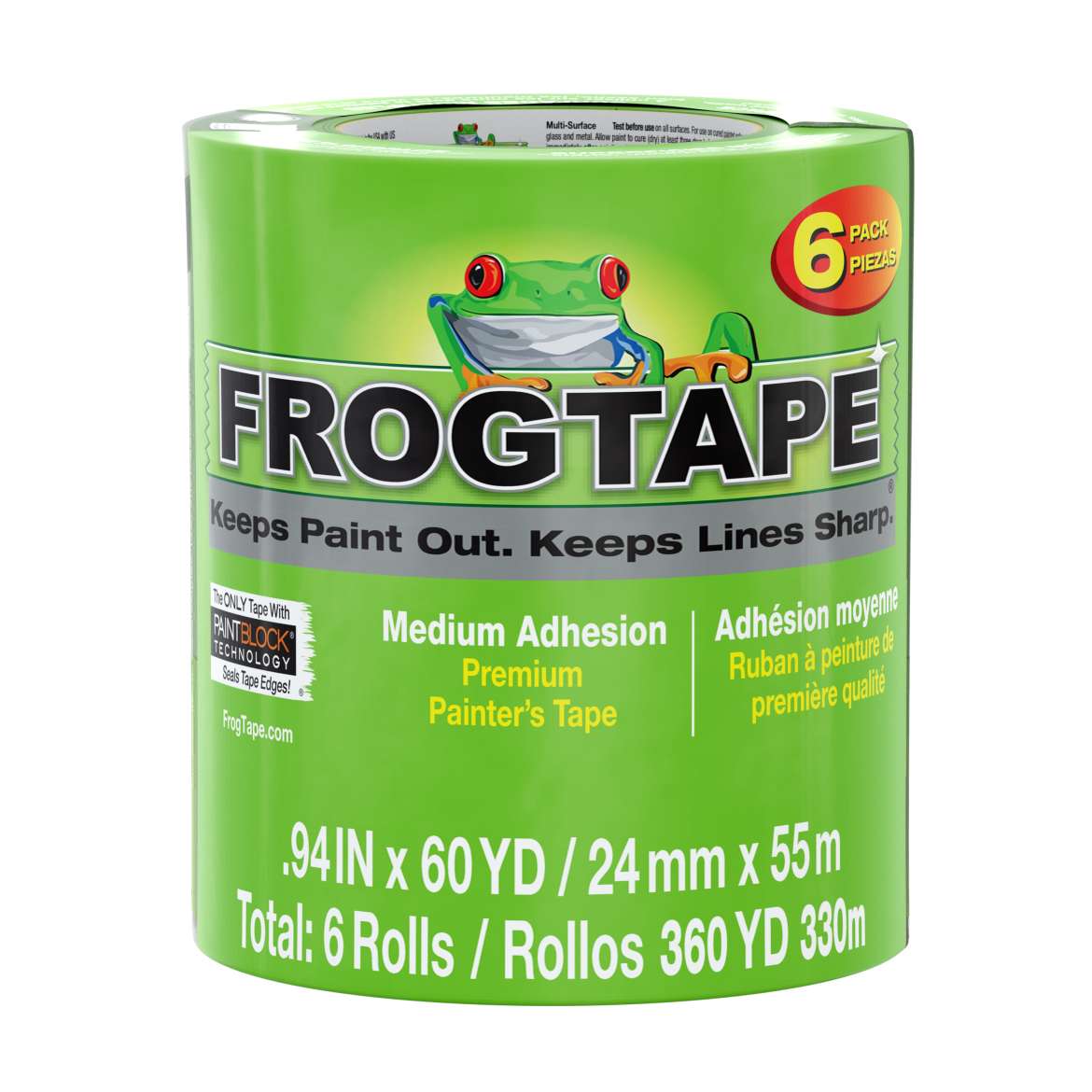 FrogTape® Multi-Surface Painter's Tape - Green, 6 pk, .94 in. x 60 yd.