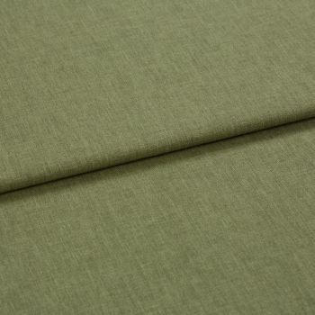 Olive-green woven fabric, folded across the frame creating a horizontal ridge; texture appears linen-like; close-up, evenly lit studio setting emphasizing the weave and subtle heathered shading.