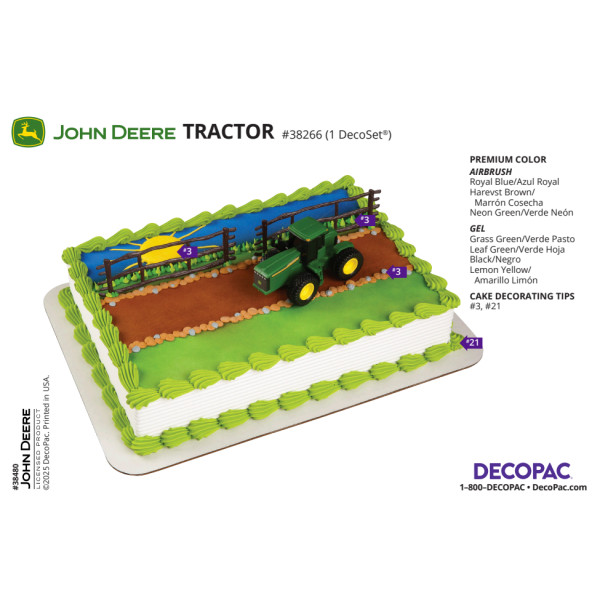 John Deere Farm Tractor Cake Decorating Instruction Card