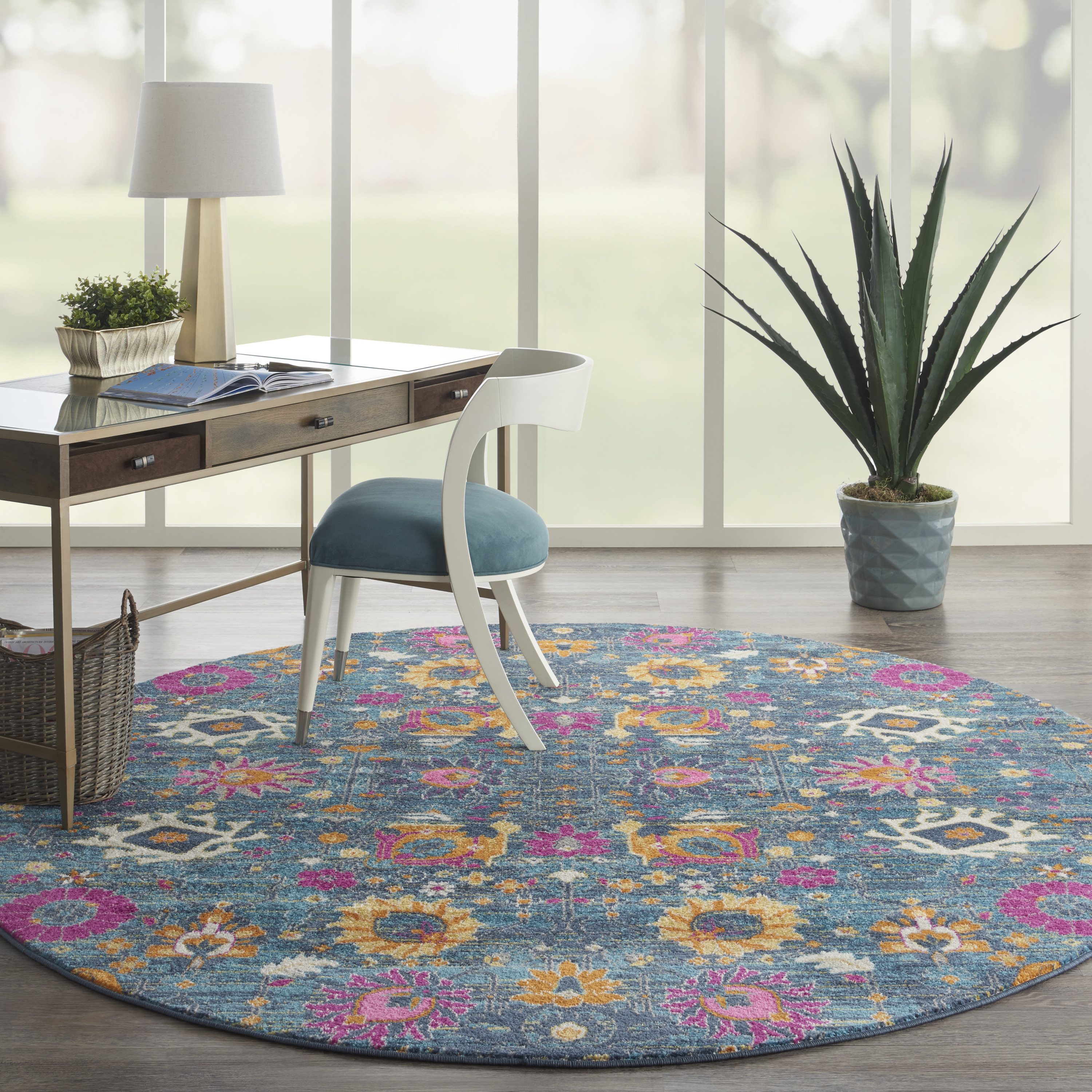Nourison Passion 8' x Round Denim Bohemian Indoor Rug