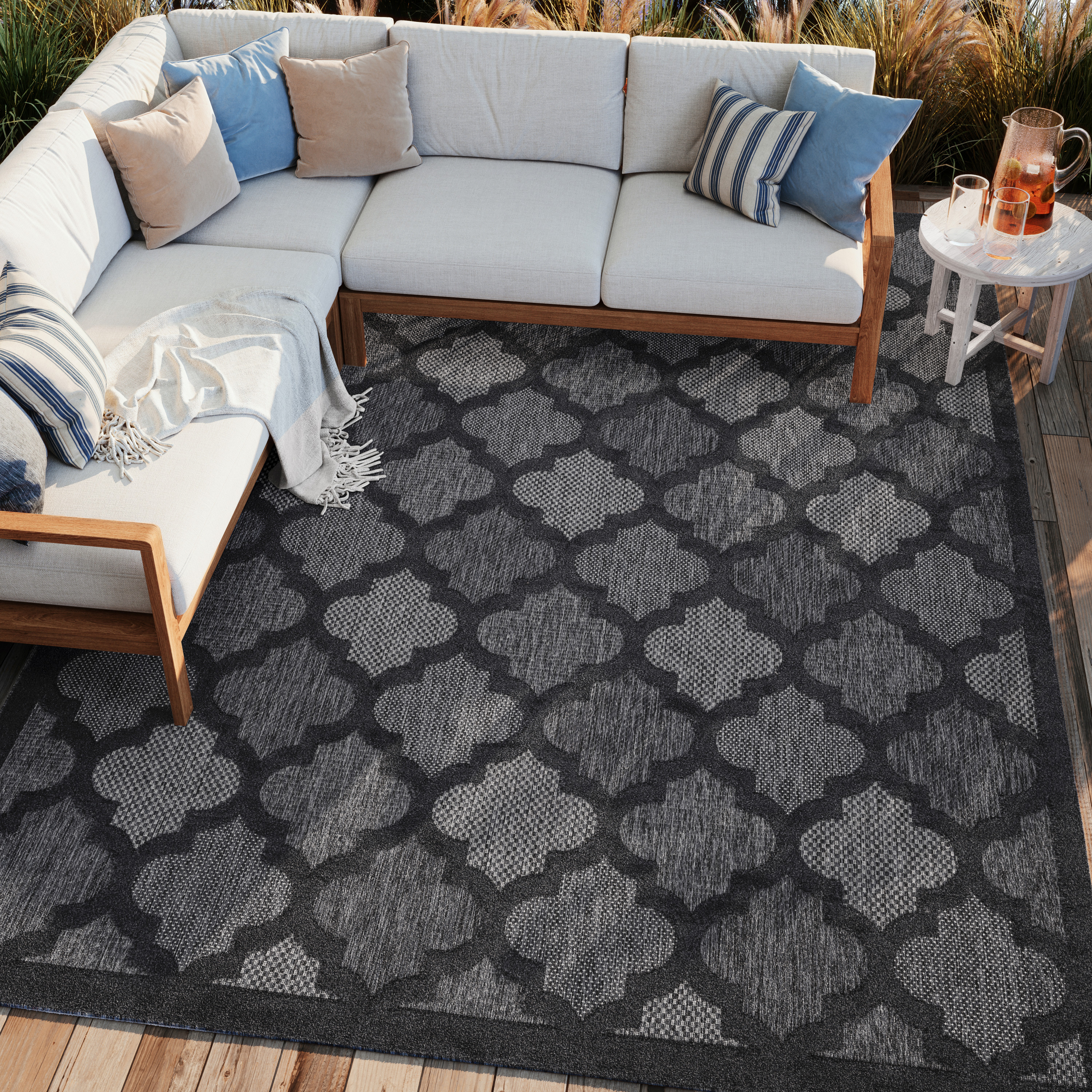 Nourison Easy Care 12' x 15' Charcoal Black Modern Rug