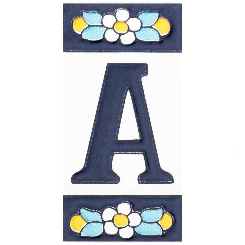 Sevillano Flora Address Letters A 2-1/8 in. x 4-3/8 in. Ceramic Wall Trim