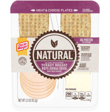 Natural Slow Roasted Turkey Breast, White Cheddar Cheese & Whole Wheat Crackers 3.3 oz Tray
