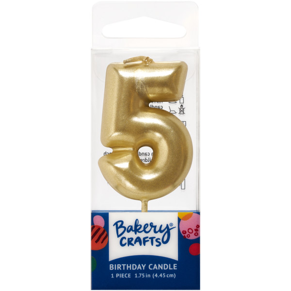 5 Mini Gold Numeral Candles