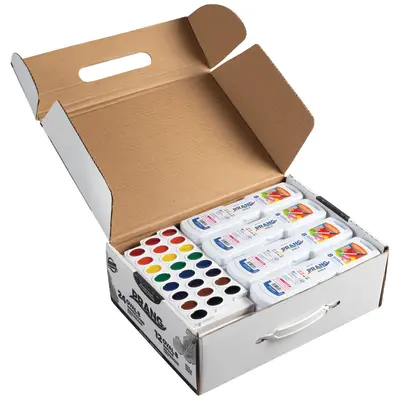 Prang Oval Pan Watercolor Master Pack, 24 Full Sets, 12 Full Refill Trays, 36 Count Total, 8 Assorted Colors