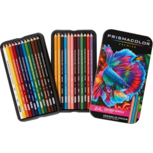 Premier Colored Pencils Tin, Soft Core, Assorted, 24 Pack