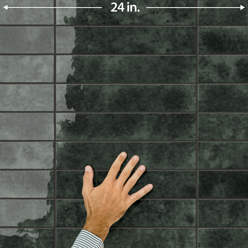 Menorca Forest Black 2-1/2 in. x 12-7/8 in. Ceramic Wall Tile