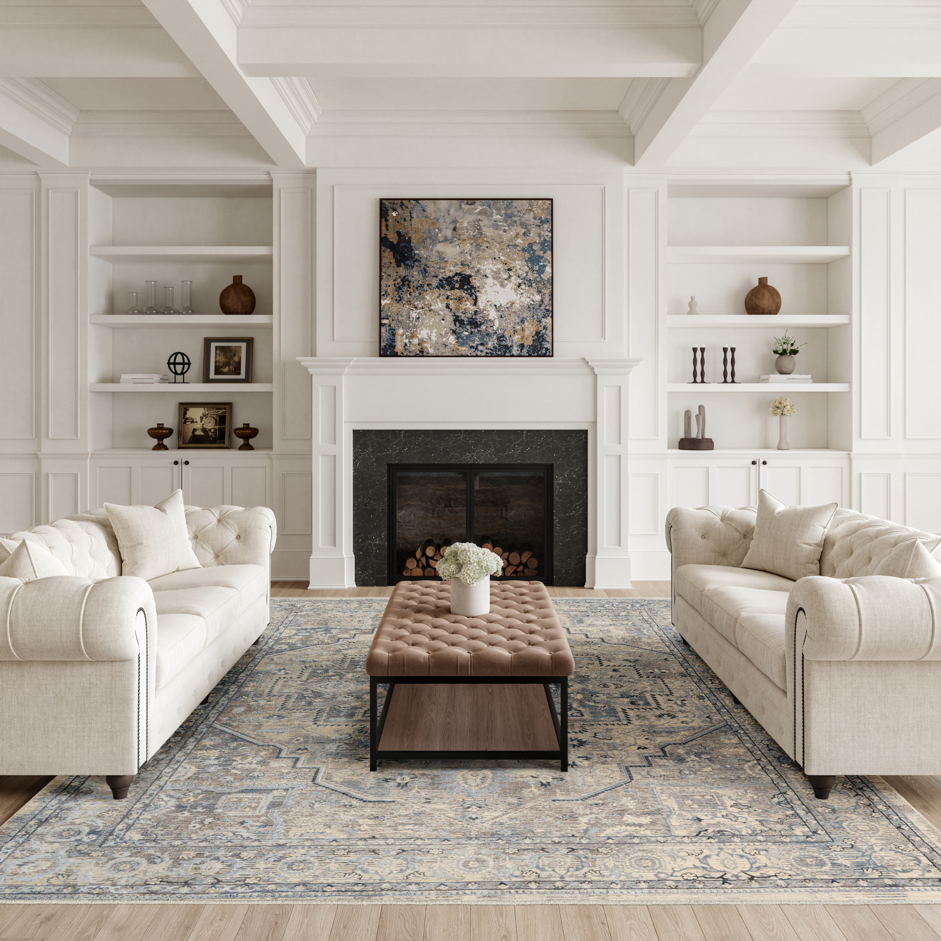 Nourison Sultana 7'10" x 10'2" Ivory Blue Vintage Indoor Rug
