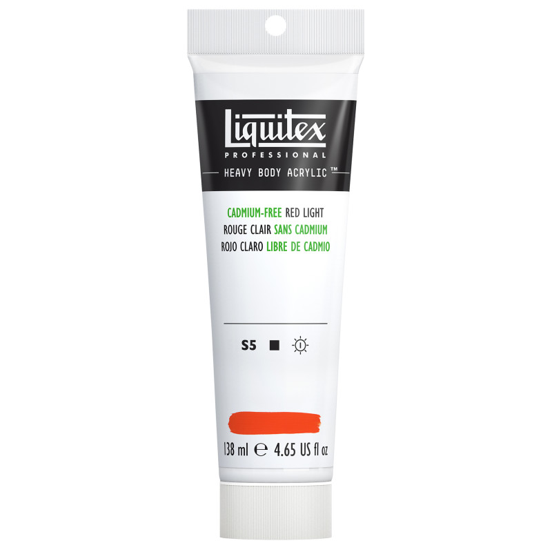 Professional Heavy Body Acrylic Paint, 138 mL Tube, Cadmium Free Red Light