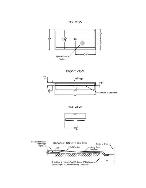 Technical Drawing — Cd Shower Base Tech Draw Ssb 6030bf Col C