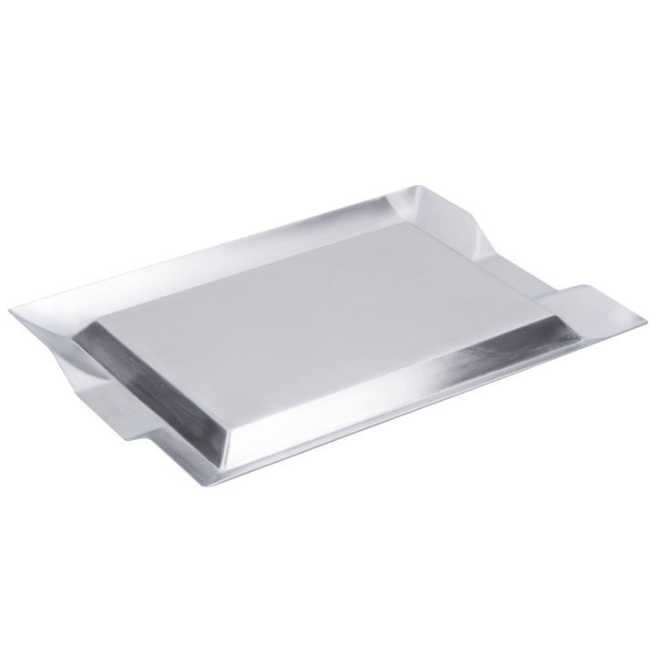 Small rectangular stainless steel serving tray