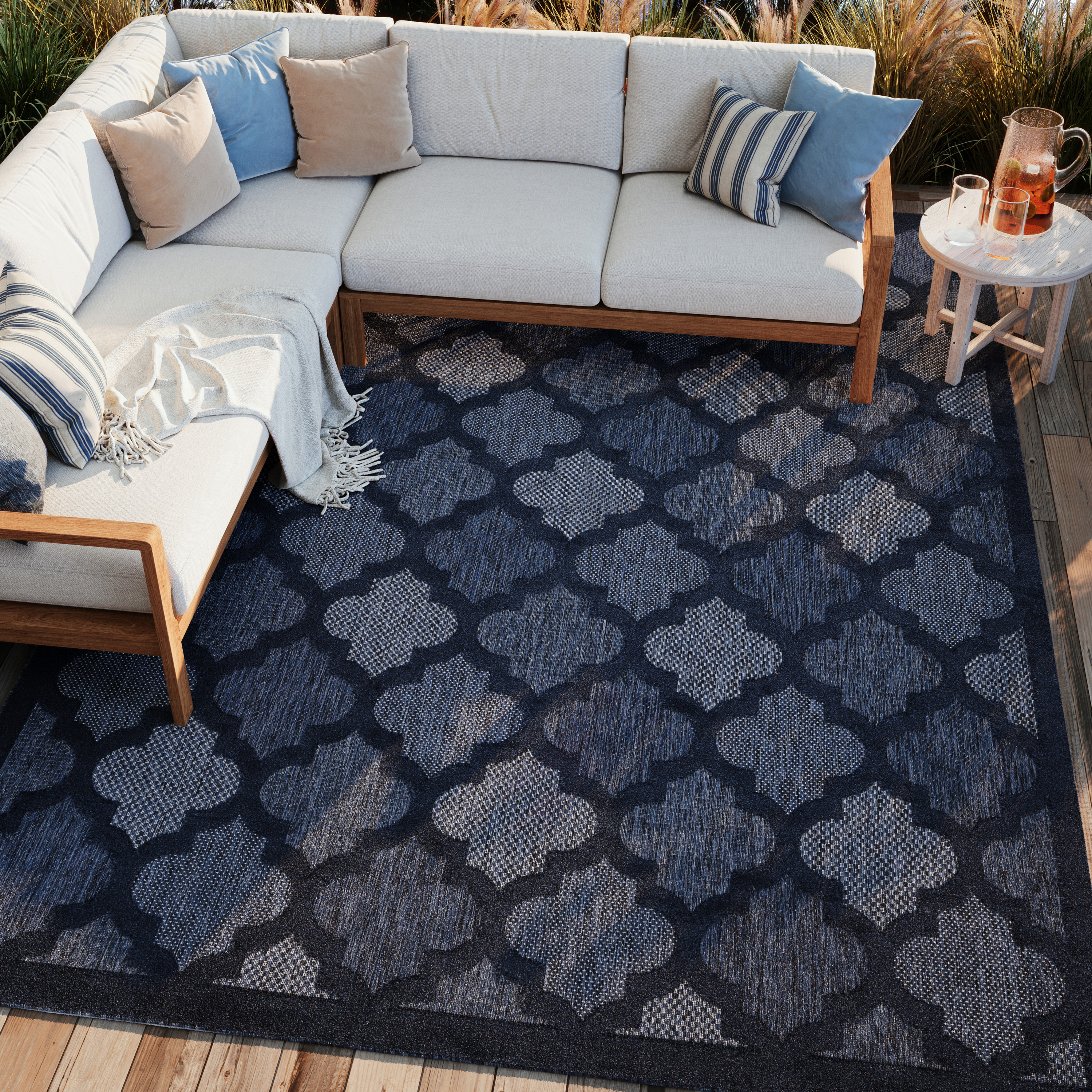 Nourison Easy Care 8' x 10' Navy Blue Modern Rug