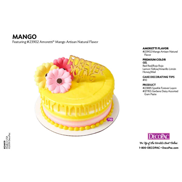 Amoretti Mango Flavor Cake Decorating Instruction Card