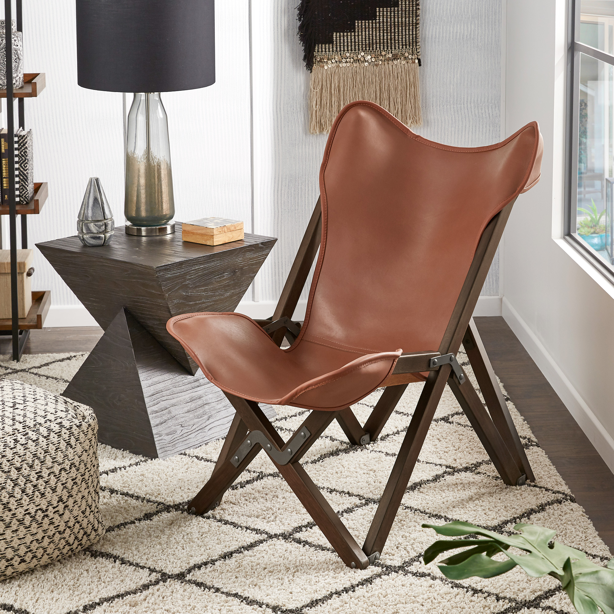 Genuine Top Grain Leather Tripolina Sling Chair