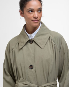 Garbo Showerproof Trench Coat Dusky Green/Rosemary Tartan