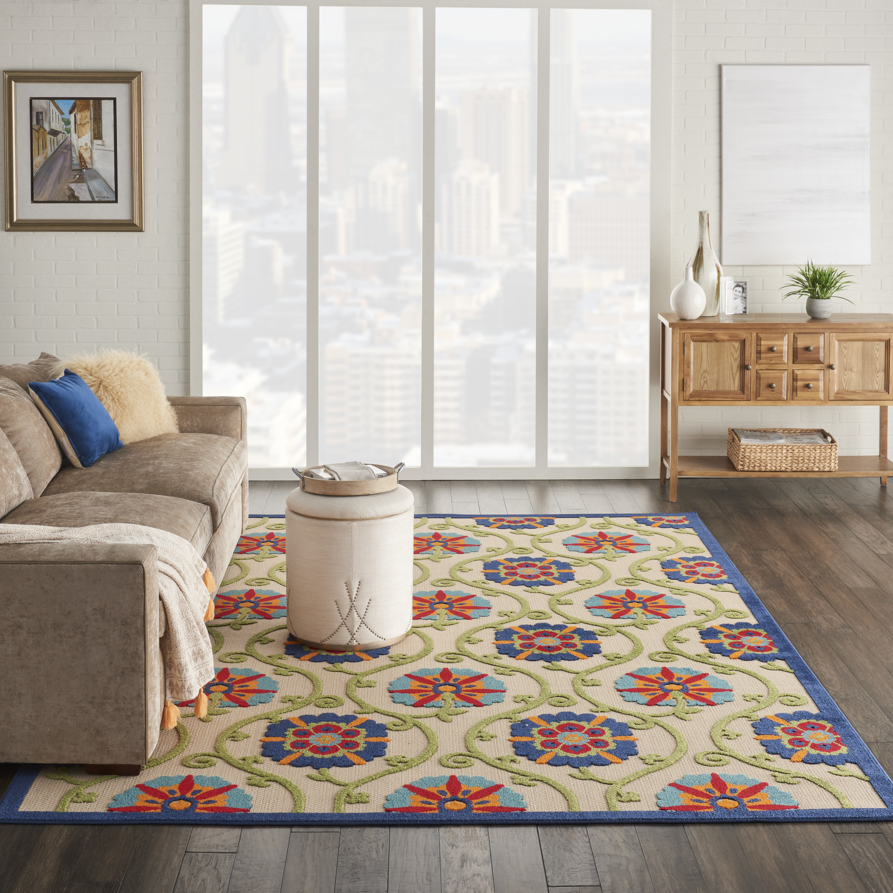 Nourison Aloha 7' x 10' Blue Multicolor Contemporary Rug