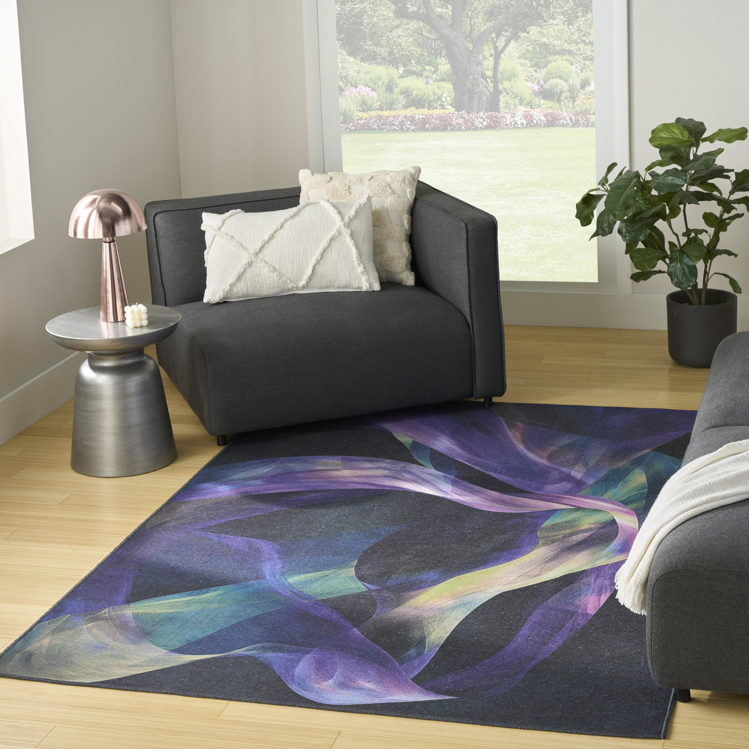 Nourison Nourison Washables 4' x 6' Blue Multicolor Modern Indoor Rug
