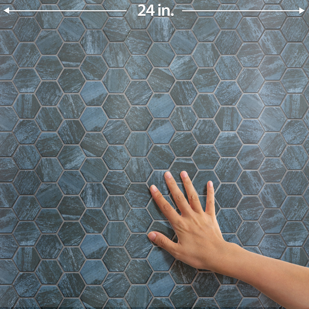 Sample – Cassis 2″ Hex Black Porcelain Mosaic Tile