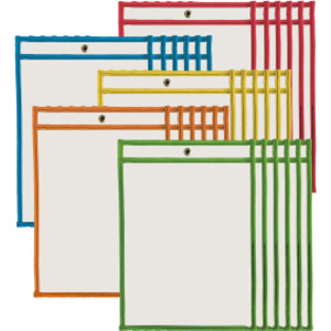 Dry Erase Pockets, 9" x 12", Assorted Colors, Set of 30