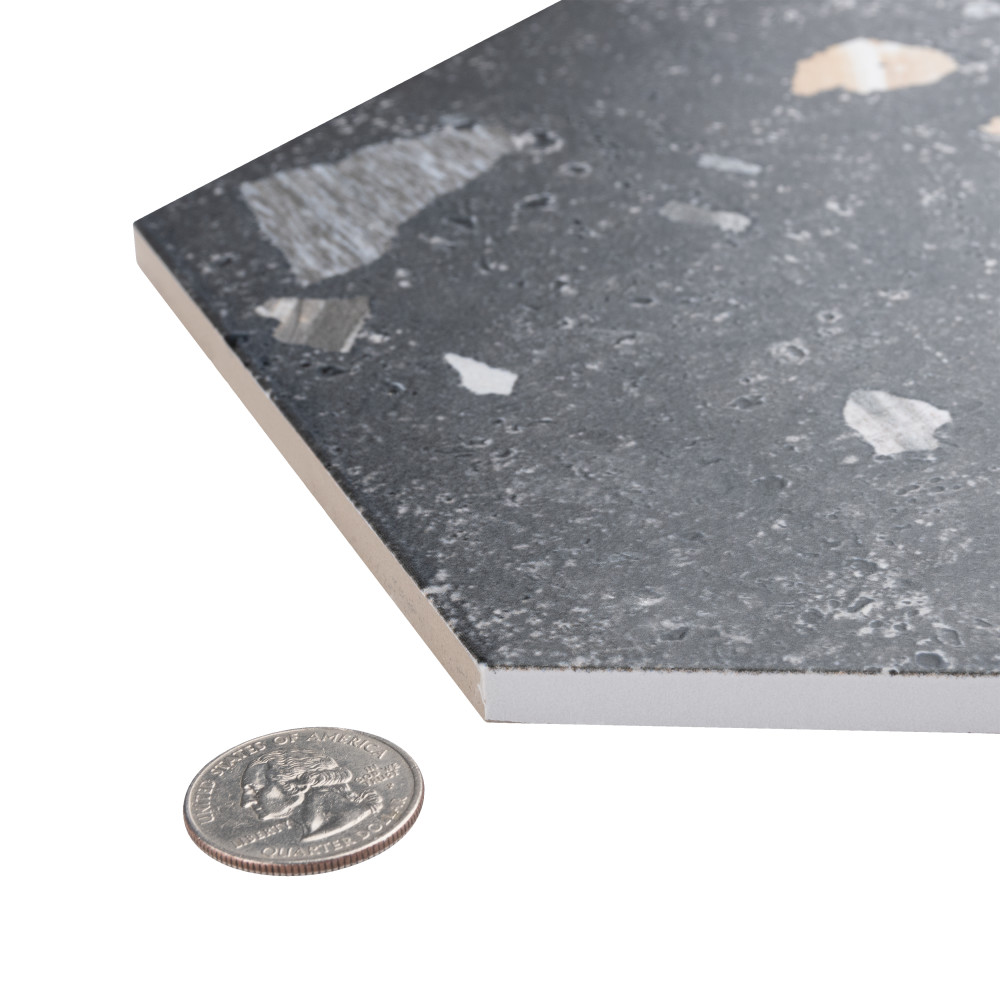 Sample – Sonar Hex Black Porcelain Floor and Wall Tile