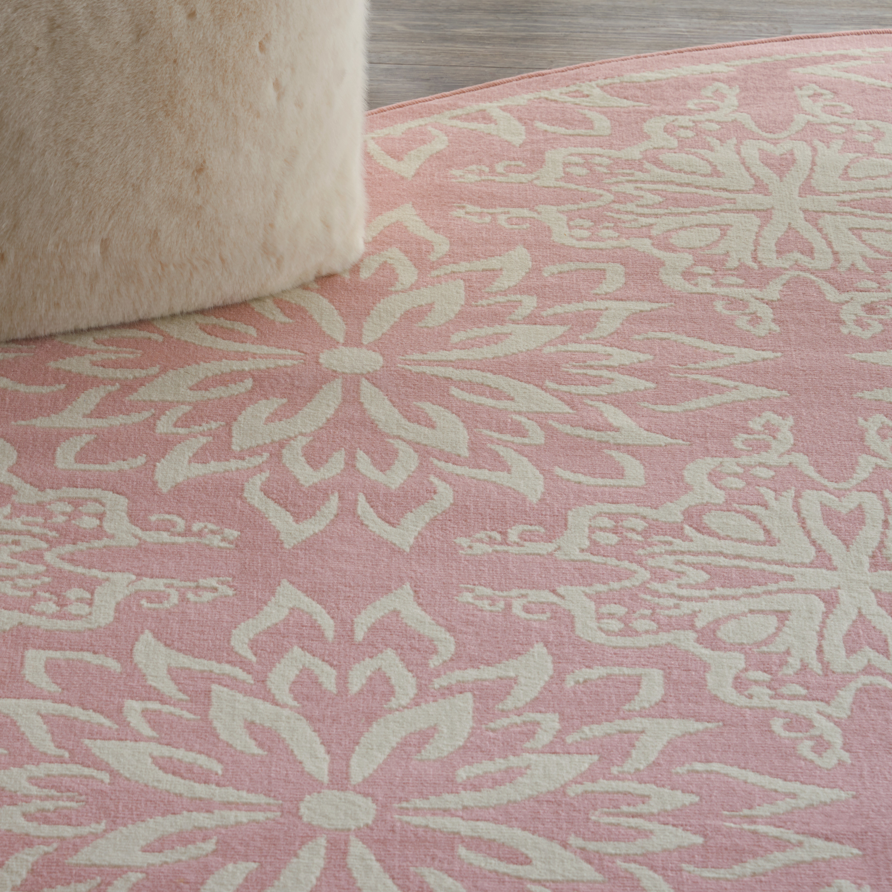 Nourison Jubilant 8' x Round Ivory Pink Farmhouse Indoor Rug