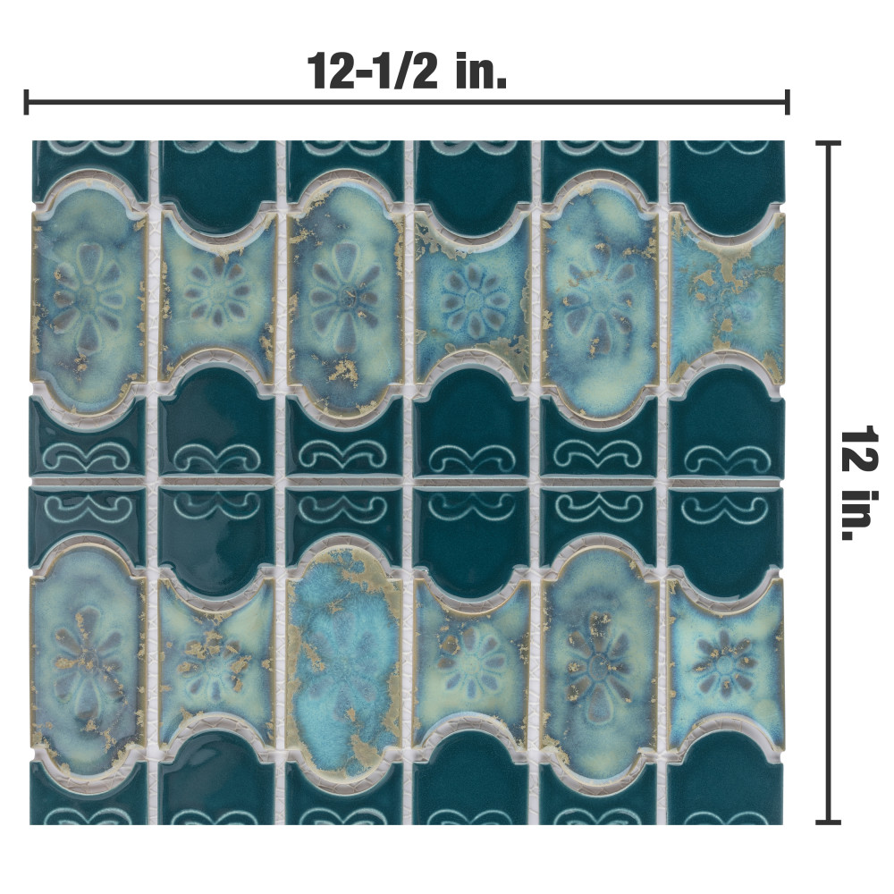 Montego Emerald 12 in. x 12-1/2 in. Porcelain Mosaic Tile