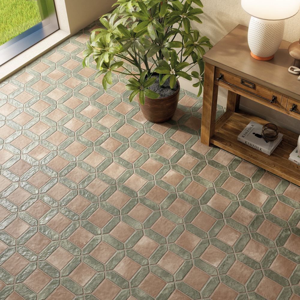 Picket Arendel Green with Terra Square 14-5/8 in. x 22-1/2 in. Porcelain Floor and Wall Tile