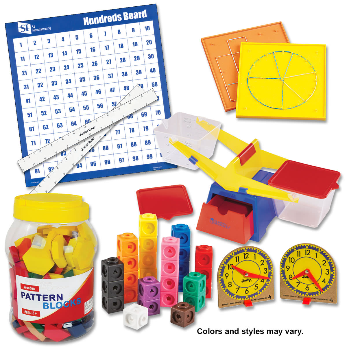 Saxon Math Manipulative Kit 1 (Wooden Pattern Block Upgrade, NO Optional Items)