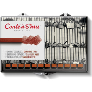Carrés Esquisse Sketching Pastel Crayons, Sanguine (2450), Set of 12