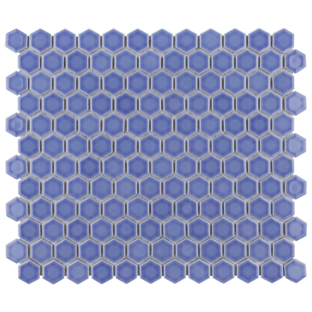 Tribeca 1″ Hex Glossy Periwinkle 10-1/4 in. x 11-7/8 in. Porcelain Mosaic Tile