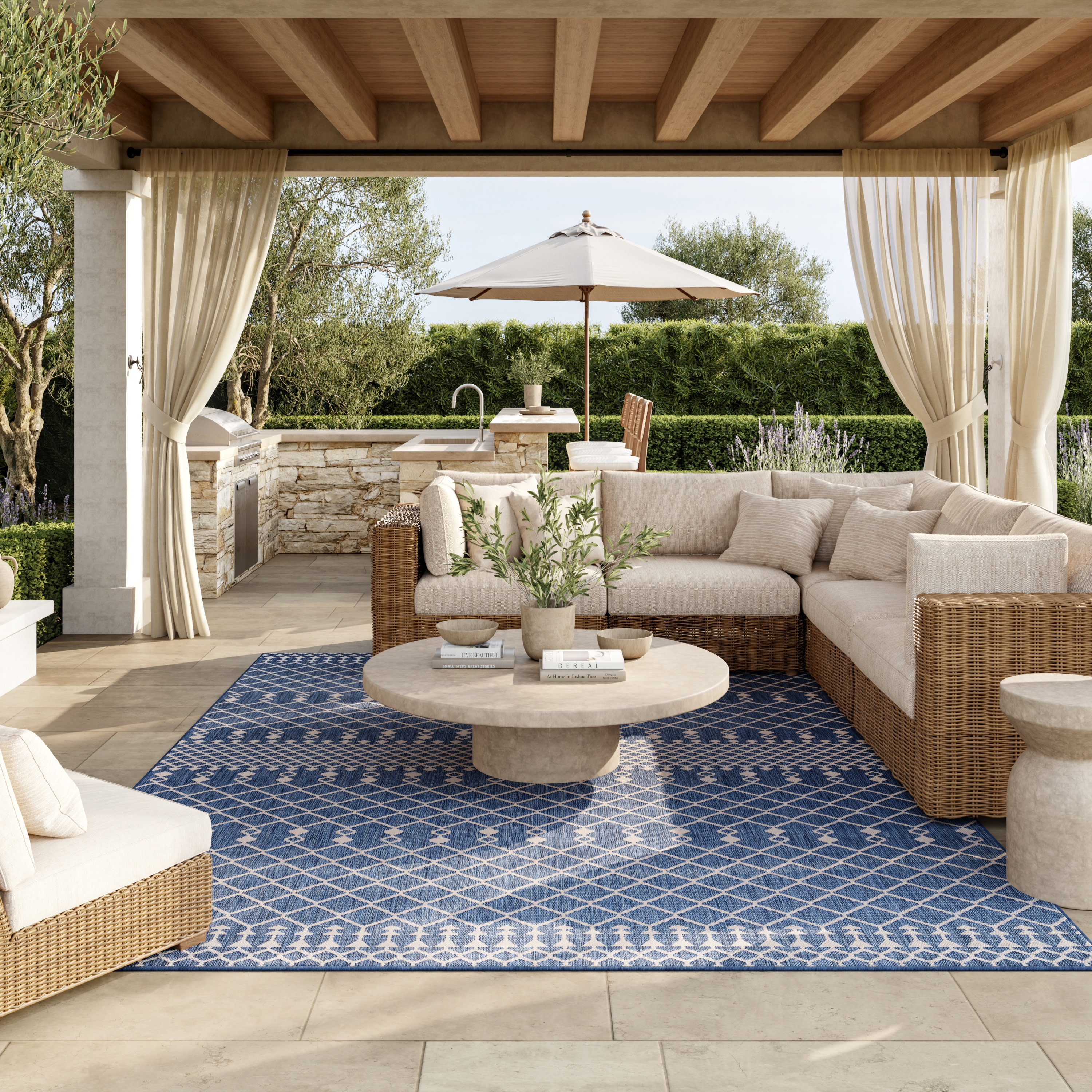 Nourison Positano 7' x 10' Navy Blue Modern Rug