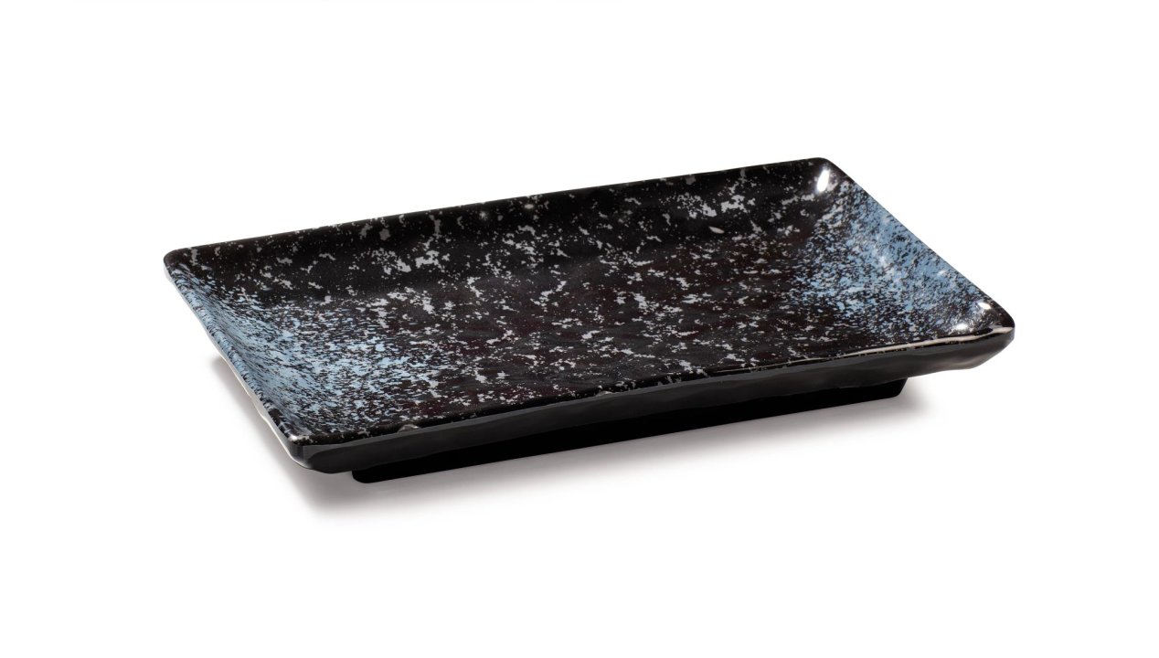 Elegance Collection rectangular plate 25 x 16 cm melamine in speckled black