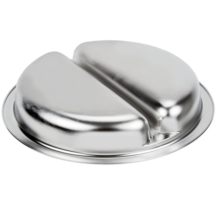 2 ½-quart divided two-compartment round heavy-duty stainless steel food pan