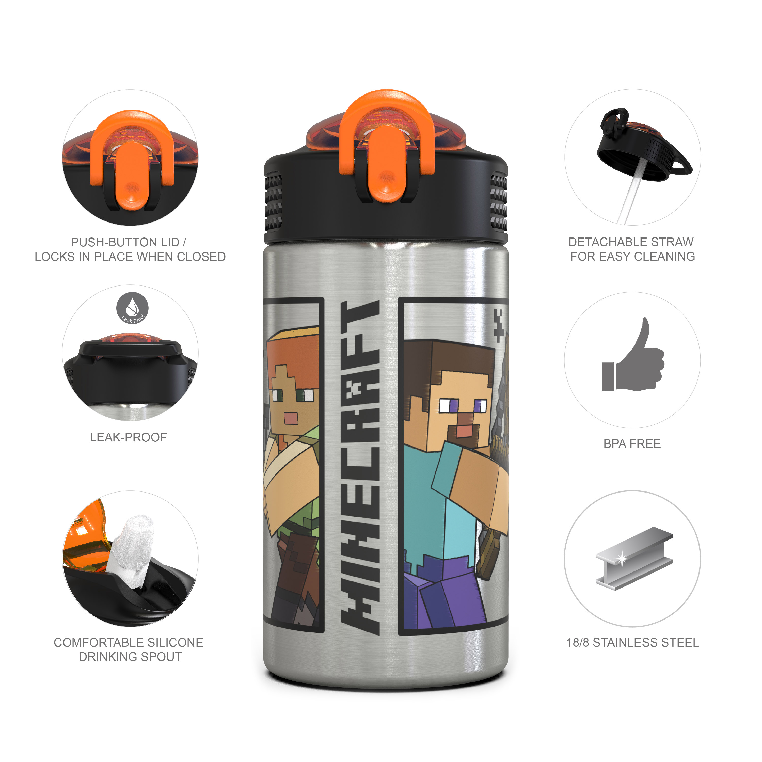 Minecraft 15.5 ounce Water Bottle, Steve and Alex slideshow image 13 Minecraft 15.5 ounce Water Bottle, Steve and Alex slideshow image 13