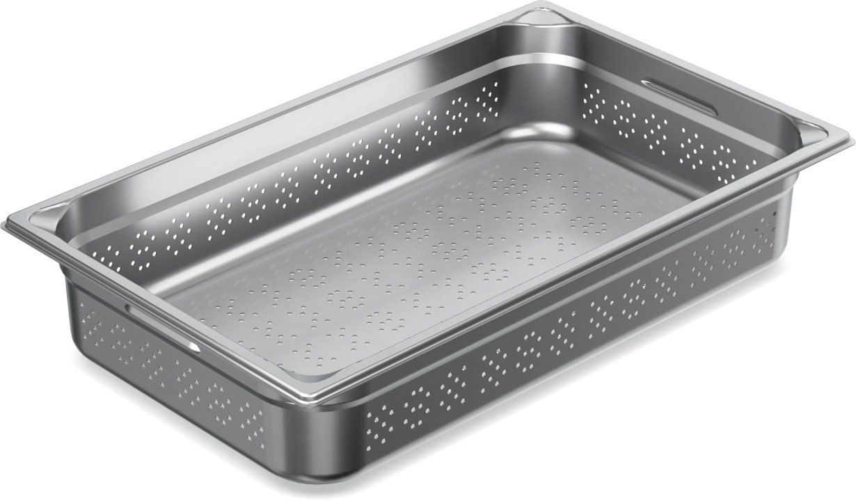 Perforated GN PRO 1/1 40 mm deep stainless steel with perforated bottom