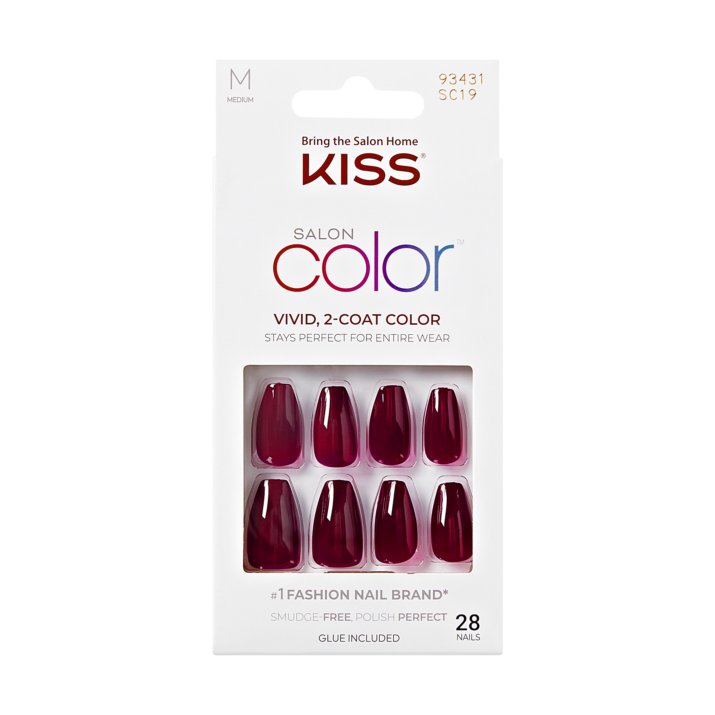KISS Salon Color Press On Glue Nails  Main Squeeze