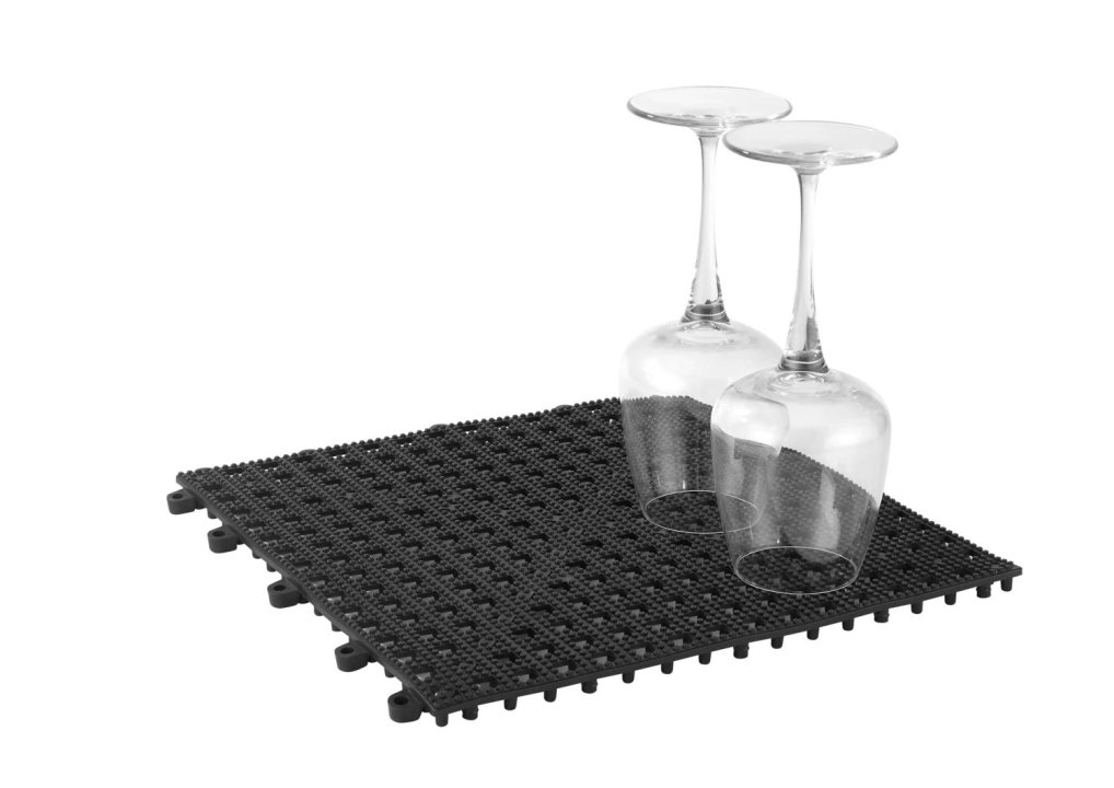 Tapis égouttoir pour verres de 30 cm en noir