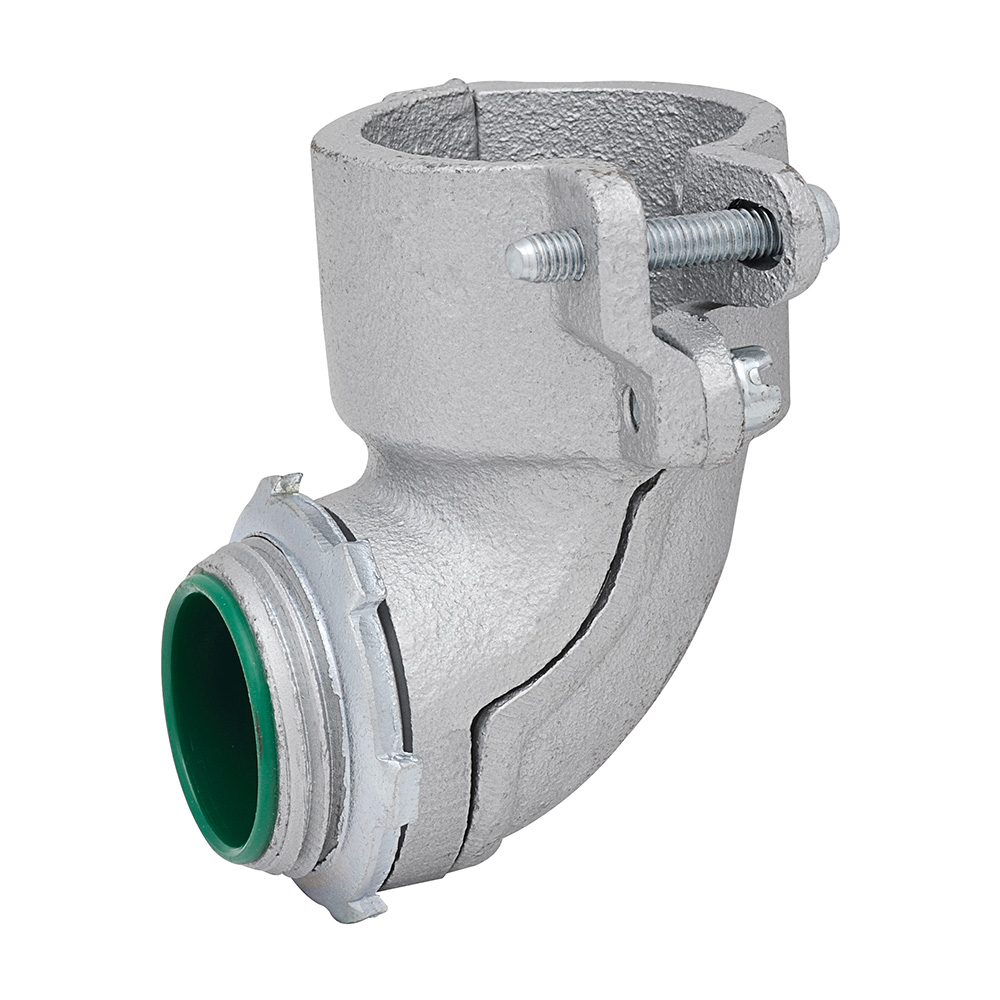 Product image for Madison Electric Products Co. IML-110-4 1-1/4 Inch Zinc Plated Malleable Iron 90 Degrees Squeeze Box Connector