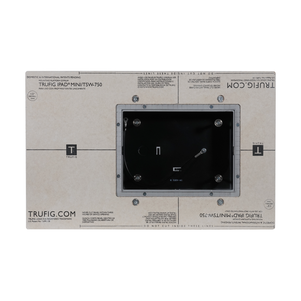 MOUNTING PLATFORM | IPAD MINI OR CRESTRON TSW 770 - GYPSUM 1/2" - USED FOR DRYWALL OR SMALL TILE INSTALLATION