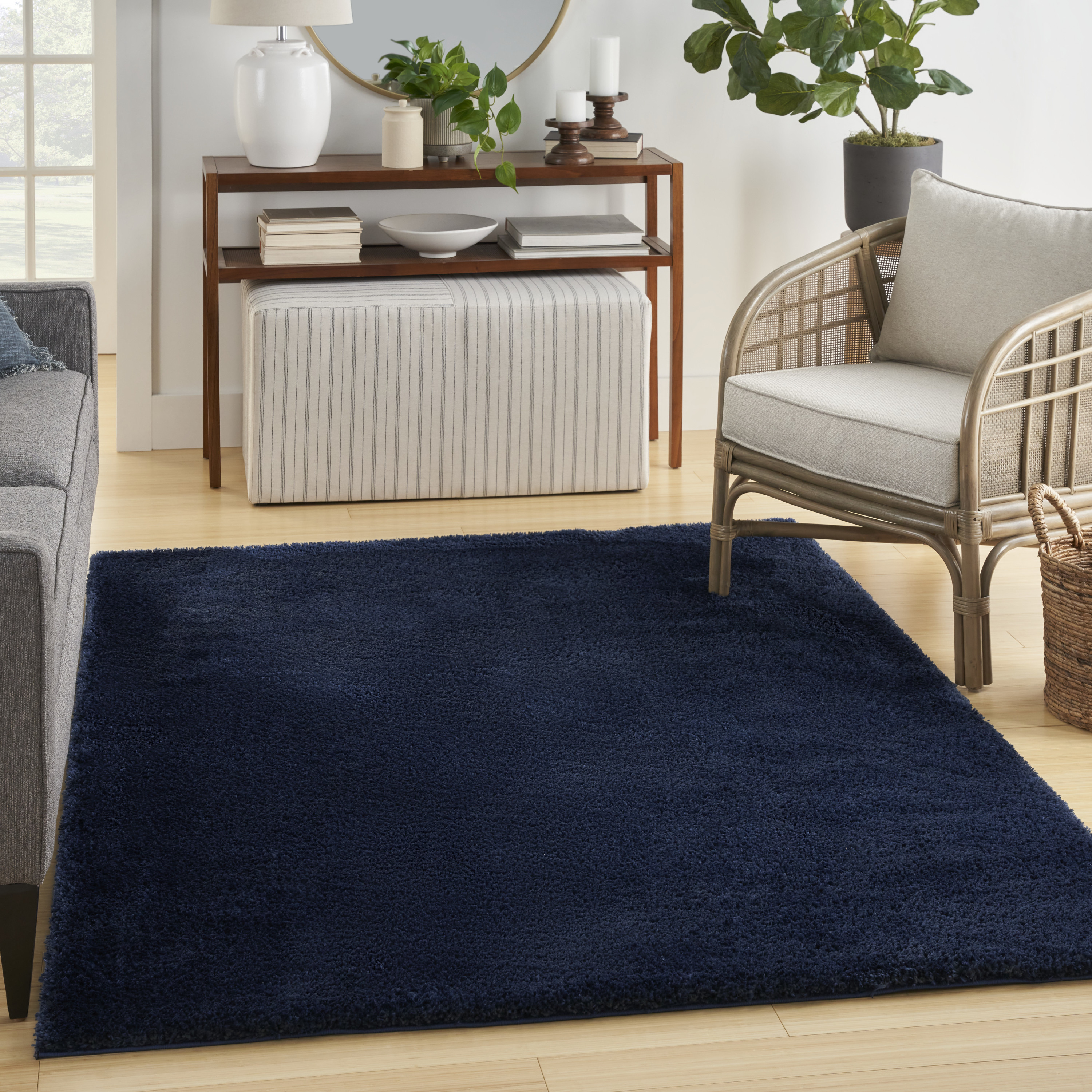 Nourison Pacific Shag 5'3" x 7'3" Navy Shag Indoor Rug