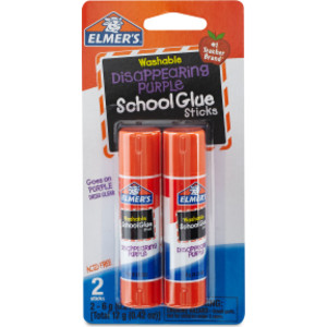 Washable School Glue Sticks, Disappearing Purple, 2 Count