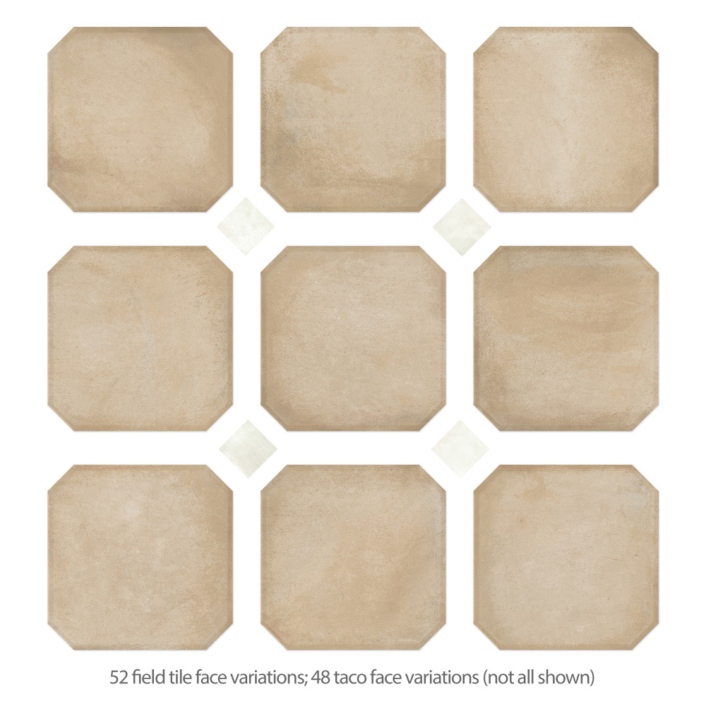 Laverton Octagon Beige with Taco Nieve 7-7/8 in. x 7-7/8 in. Porcelain Floor and Wall Tile