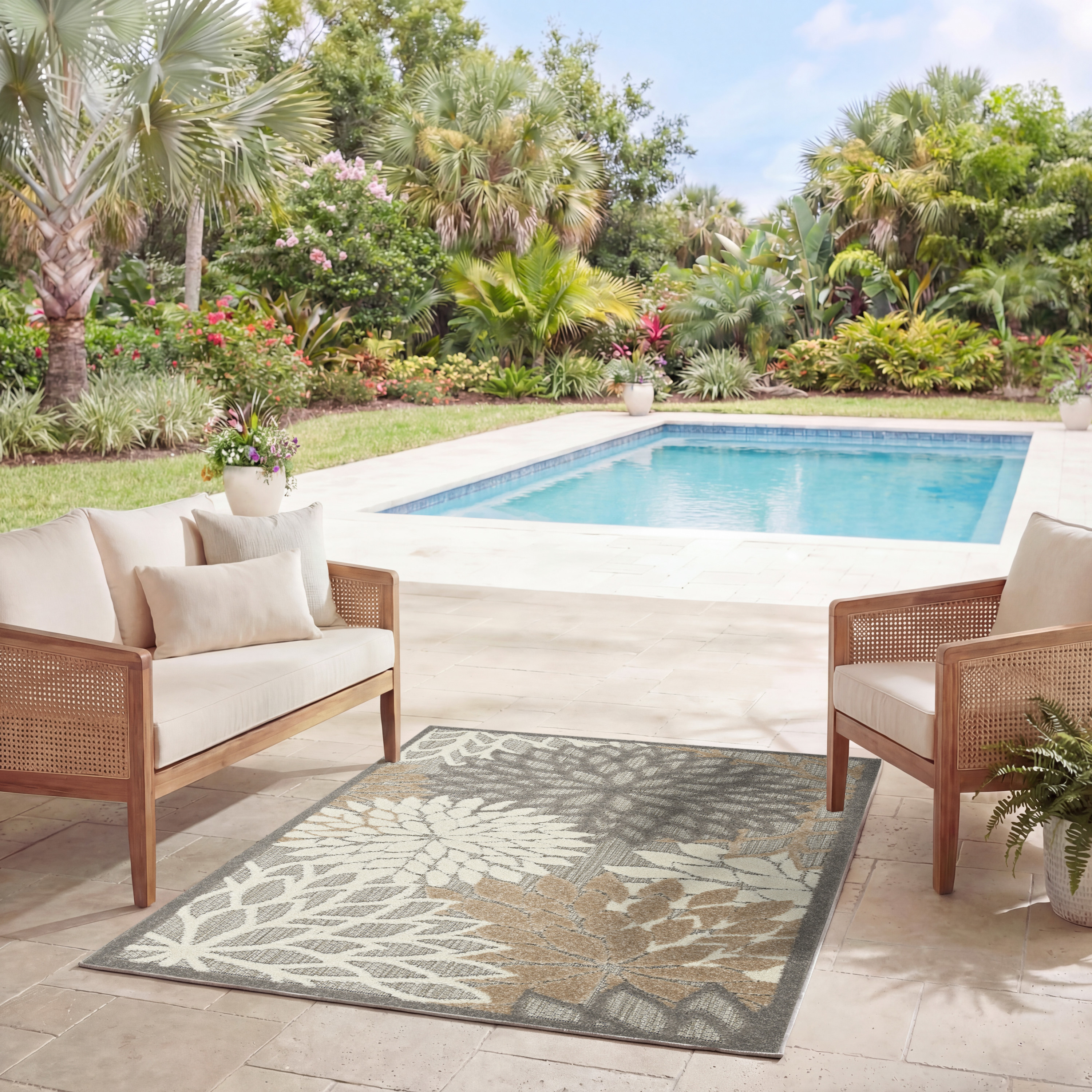 Nourison Aloha 3' x 5' Natural Tropical Rug