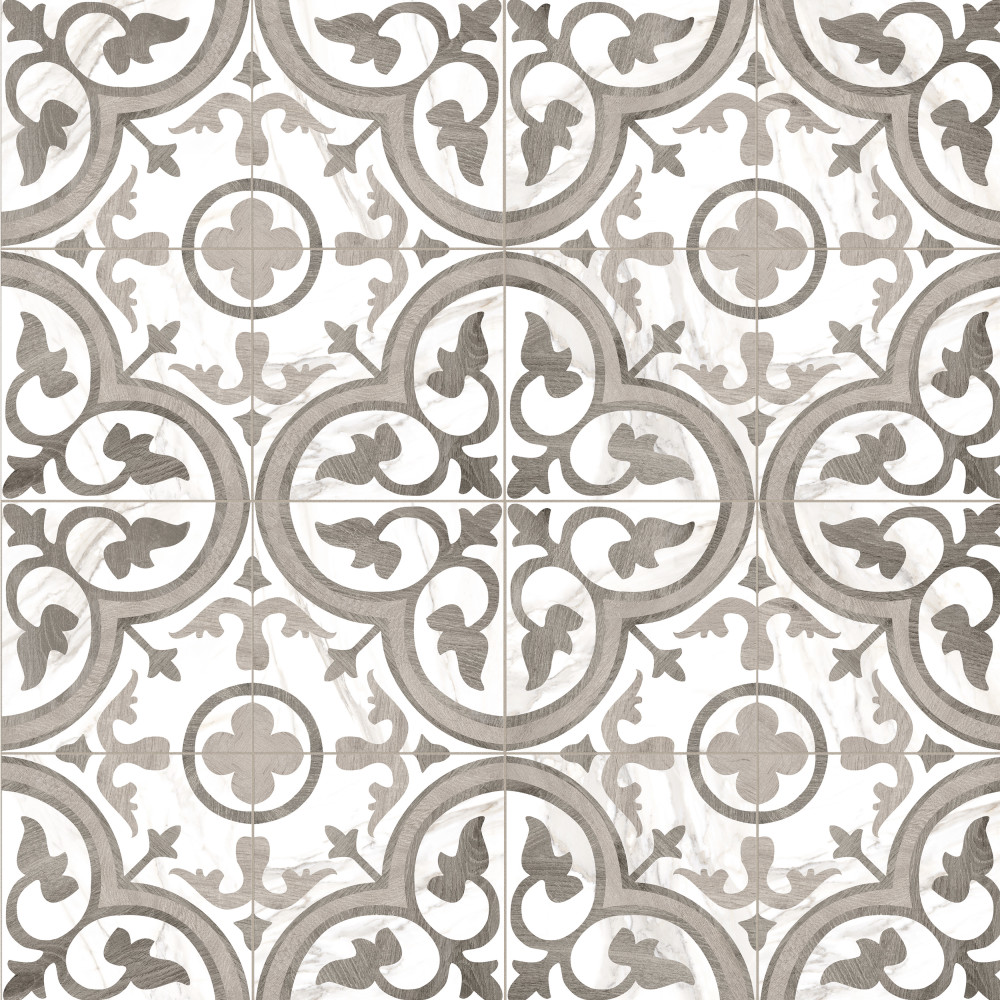 Ella Hill Amberes Grey-Bone 13x13 Square Ceramic Floor and Wall Digital Pattern