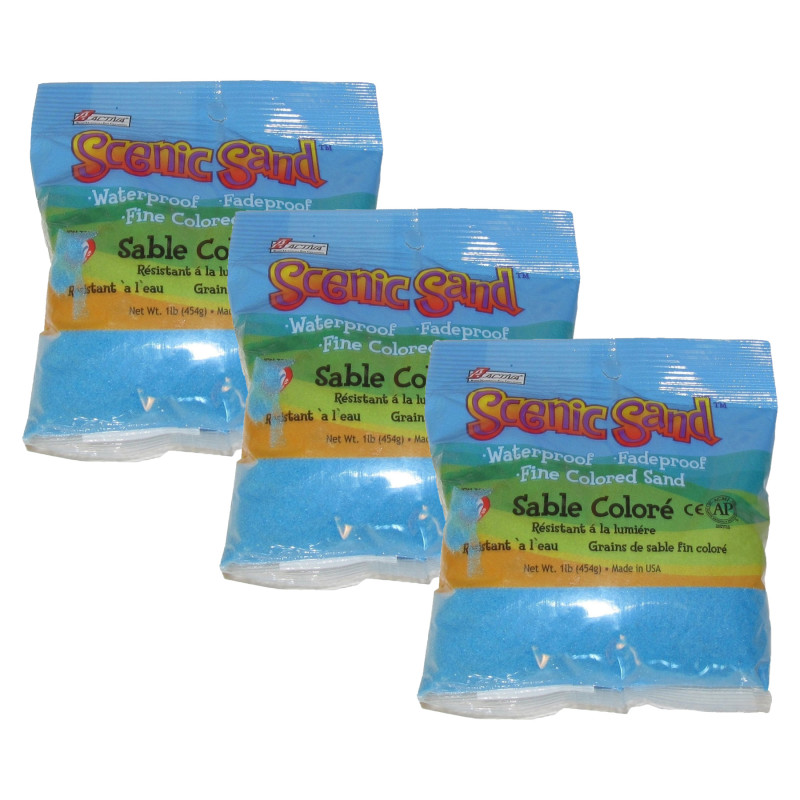 Scenic Sand™ Craft Colored Sand, Light Blue, 1 lb (454 g) Bag, Set of 3