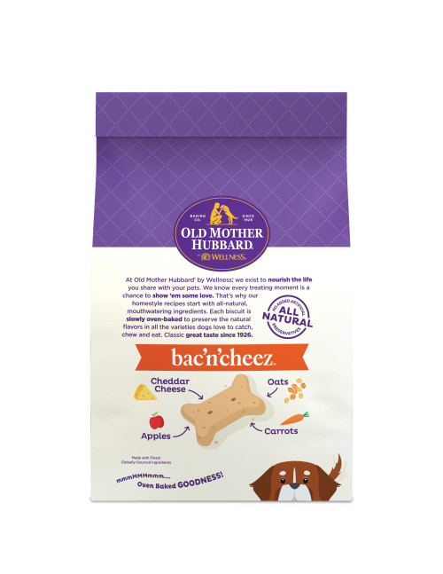 Old Mother Hubbard Classic Bac’N’Cheez back packaging