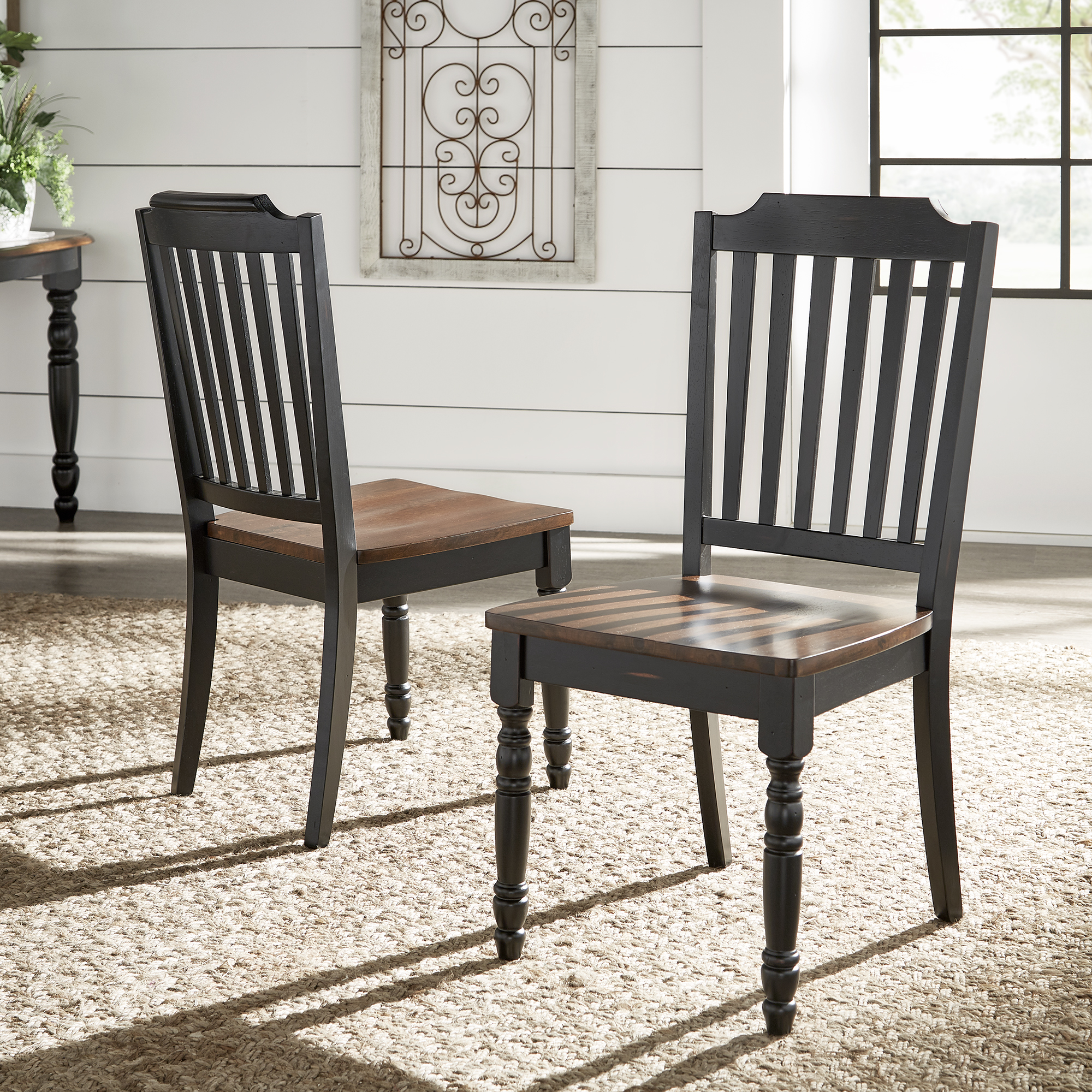 Two-Tone Antique Dining Chairs (Set of 2)