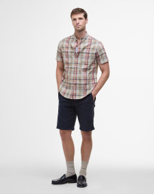 Hillway Madras Regular Short-Sleeved Shirt Washed Stone